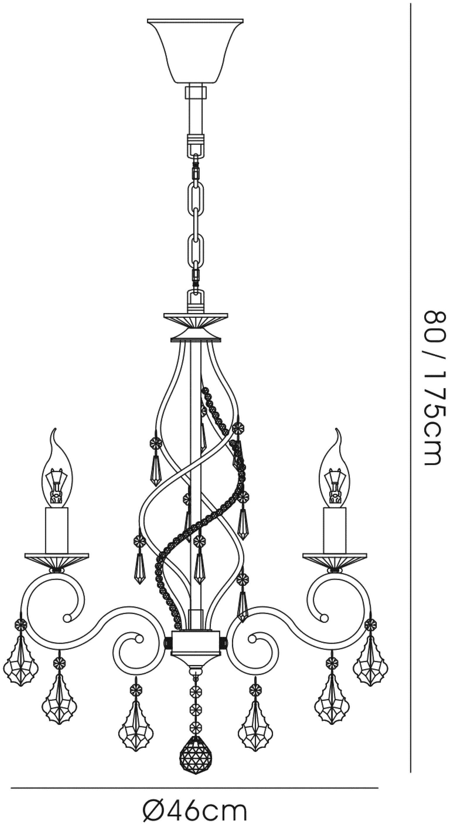 IL30323  Torino Crystal Pendant 3 Light French Gold